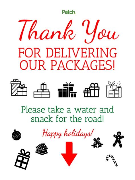 Thank You For Delivering Our Packages Printable